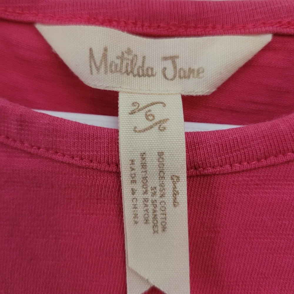 Matilda Jane Lot of 2 Size 6 Long‎ Sleeve Dresses Pink Floral Handkerchief Hem